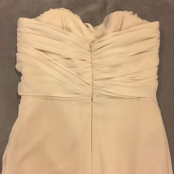 Champagne Strapless Chiffon Bridesmaids Dress - Picture 5 of 7